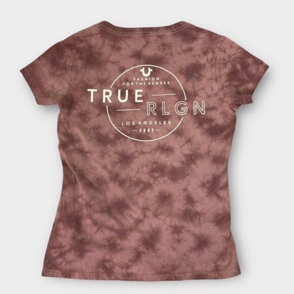 NWT True Religion Womens Tie-Dye Foil V-Neck Tee - Picture 5 of 10